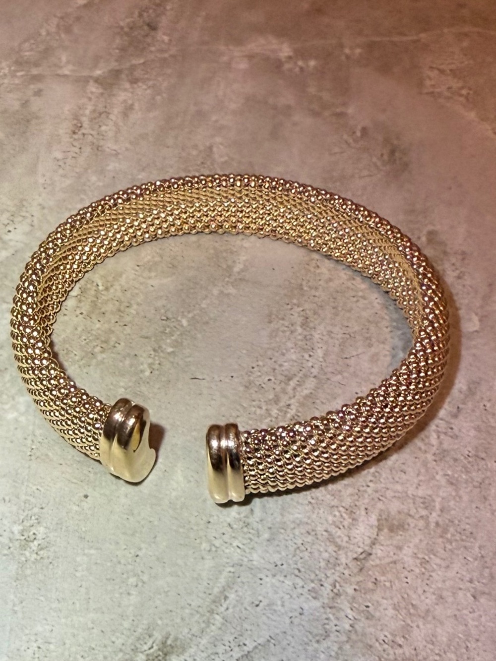 NWOT Italian Gold Mesh Bangle Bracelet in 14k Gold over Sterling Silver